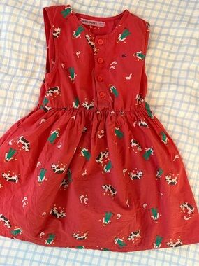 Bobo Choses Red Sleeveless Farm Print Dress